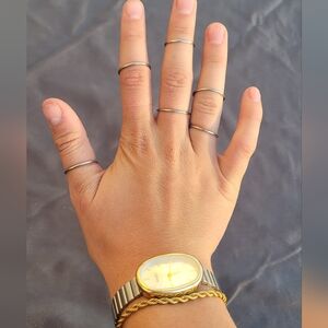 6 Piece Silver Stainless Steel Thin Skinny Small Rings Dainty